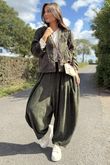 Cabbage Rose Cotton Quilted Jacket Deep Moss
